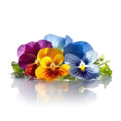 colorful violet flowers on a white background .Generative AI