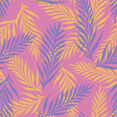Fototapeta na wymiar Vector seamless tropical pattern with palm leaves. Vector pattern of tropical plants.