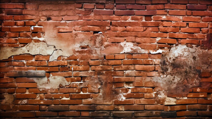 old smoked dirty red brick wall. Generative Ai. 