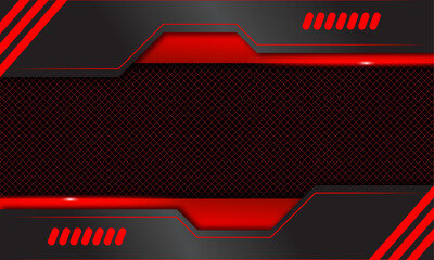 ABSTRACT BACKGROUND, TECHNOLOGY BANNER, VECTOR DESIGN, BLACK AND RED