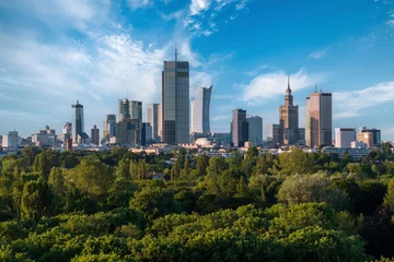 Foto auf Acrylglas Top drone view of Warsaw from Pole mokotowskie park © Cinematographer