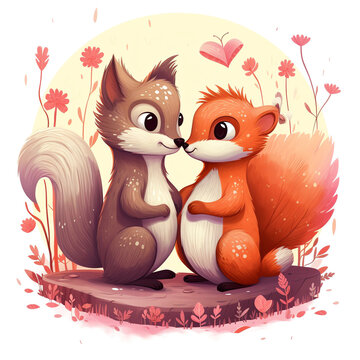 two squirrels in love 