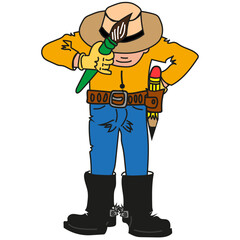 Vector vaquero con pincel haciendo una reverencia 