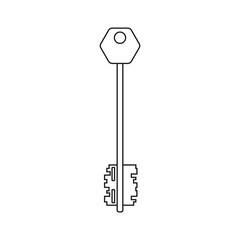 Silhouette of a mortise lock key on a white background.