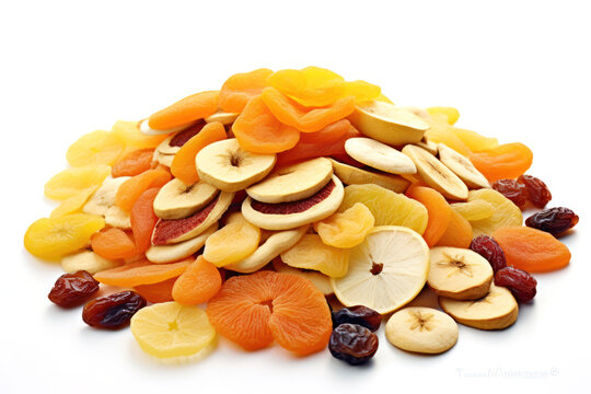 dried fruits on a white background. Generative AI