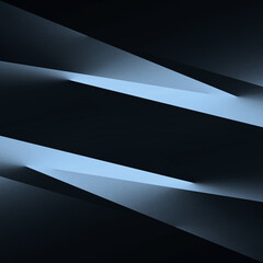 Black metallic steel blue abstract modern background. Design. Geometric shape. 3d effect. Triangle line stripe angle. Color gradient. Dark. Light flash ray glow shine neon electric