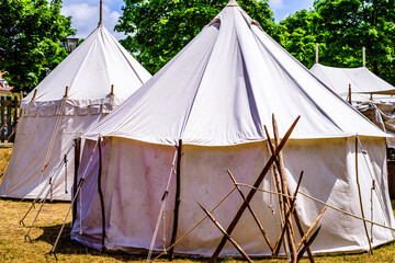 typical old-fashioned tent at a medieval festival © fottoo