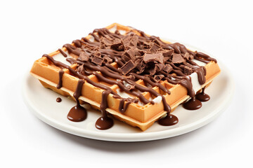 waffles with chocolate isolated on a white background. delicious food dessert - Powered by Adobe