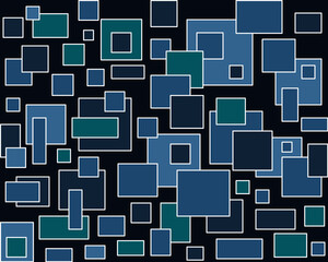 Blue geometric background with squares and rectangles, abstract illustration