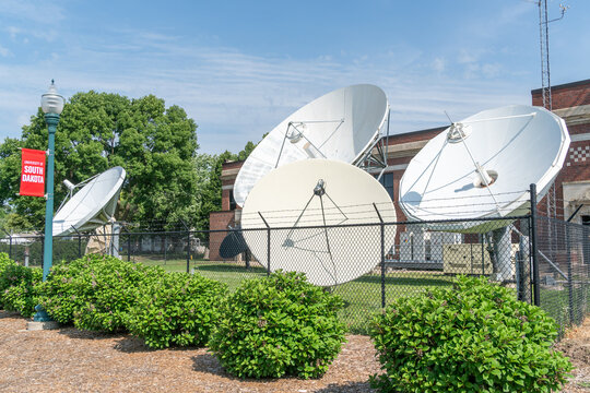 South Dakota Public Broadcasting Satellite Dishes at Al Neuharth Media Center at University of South Dakota