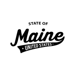 State of Maine lettering design. Maine, United States, typography design. Maine, text design. Vector and illustration.