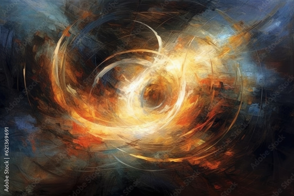 Poster abstract art of dance of light theme that out of formless darkness in the style of simple yet intric