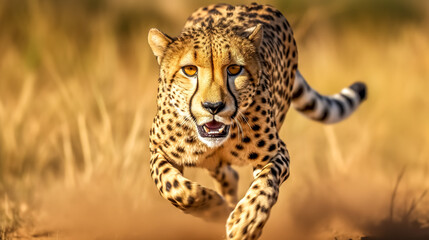 Fototapeta na wymiar attacking cheetah in nature made with Generative AI