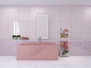 Bathroom interior 3d render, 3d illustration