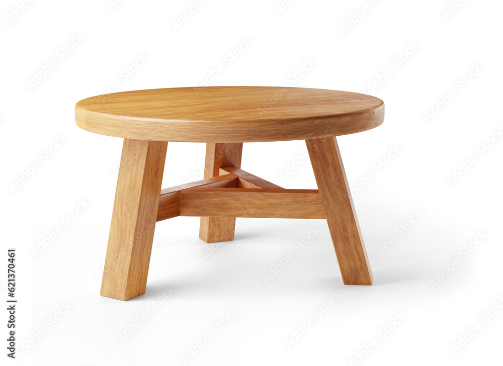 Poster short coffee table or stool isolated on transparent background. 3d render. 3d illustration.