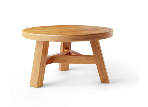 Short coffee table or stool isolated on transparent background. 3D render. 3D illustration.