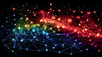 Fototapeta na wymiar Visualization of Intelligence and Thought Networks Brainstorming Wallpaper Digital Art Generative AI Background Backdrop