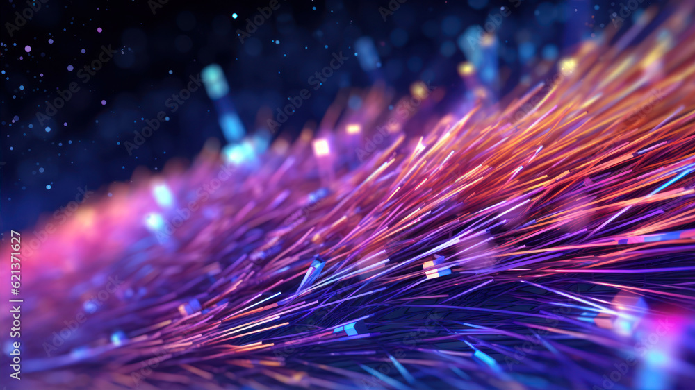 Poster 3d rendering of abstract particles in space with depth of field and bokeh generative ai
