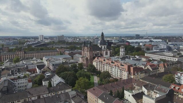 Slight parallax of the Jesuit Church and its surrounds in Mannheim Germany