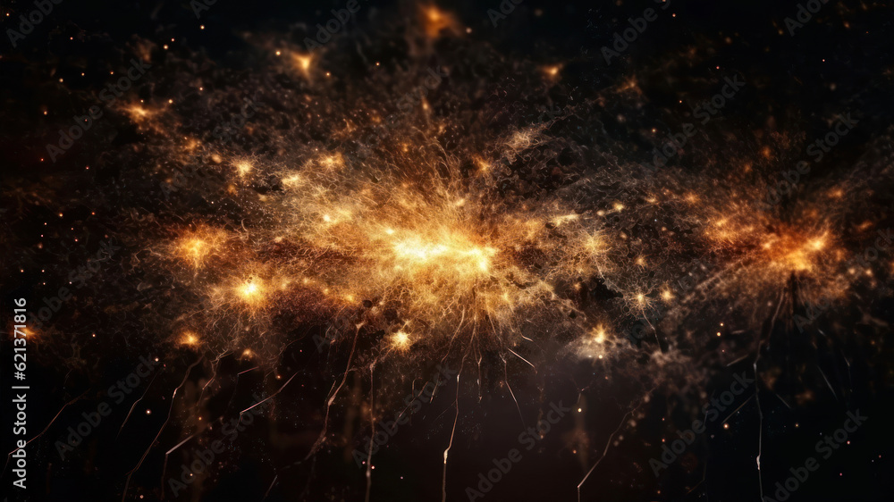 Poster fireworks in the night sky as a background. 3d rendering generative ai