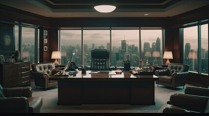 Plakat Luxury design of CEO office interior with office desk