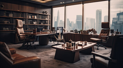 Fototapeta na wymiar Luxury design of CEO office interior with office desk