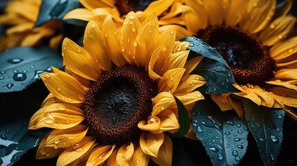 beautiful close up sunflowers