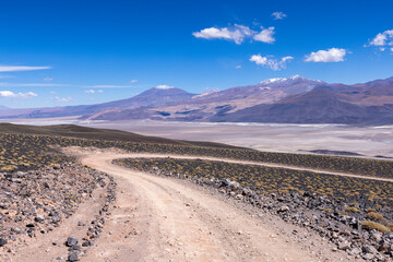 Crossing the Andes from Antofagasta de la Sierra to Antofalla - stunning landscape around the salt desert Salar de Antofalla in the Puna highlands