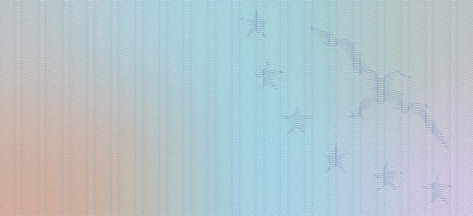 pale blue-orange guilloche background with stars and bird