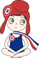 
French Marianne with the tricolour scarf and the banner in the colours of France, on PNG files