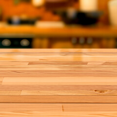 Table top with kitchen blur bokeh  background