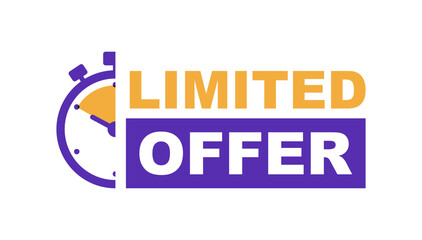 Limited offer banner with timer. Last offer label. Countdown of time for spesial offer. Banner for sale promotion. Vector illustration.