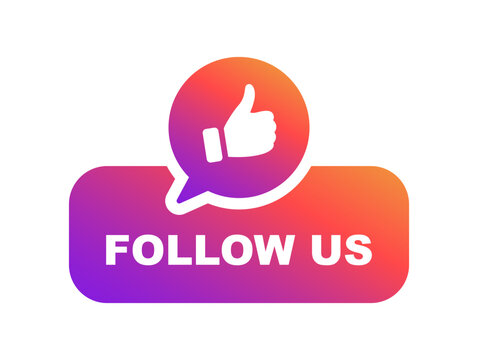 Follow Us banner with thumb up. Follow us button. Social media icon. Vector illustration.