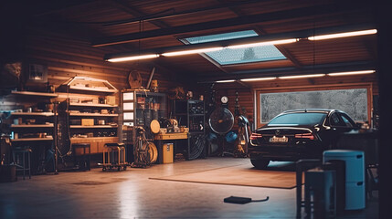 Modern garage car interior