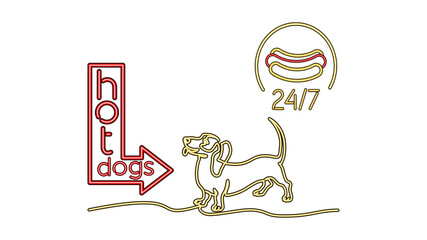 Neon Dachshund Hot Dogs 24/7