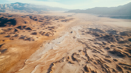 drone photo of a wide open desert landscape in the American Southwest, similar to Arizona Utah and Nevada ranges.
