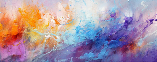 Fototapeta premium Artistic background with painterly textures and vibrant color splashes, representing creativity and expression in the business world panorama