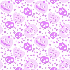 Pumpkins cartoon Halloween seamless skulls pattern for wrapping paper and fabrics and linens and kids clothes