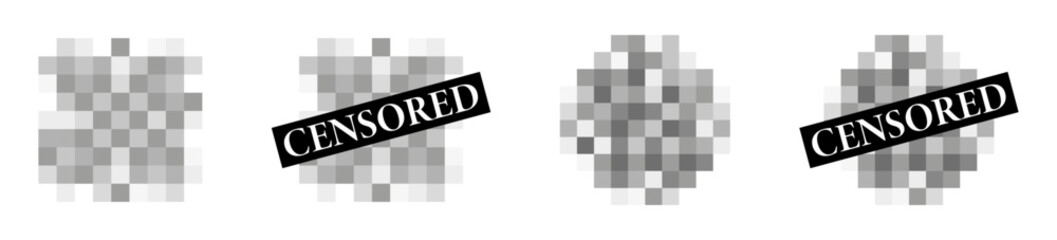 Censored vector icons. Censored signs collection. Censure pixel symbol. - obrazy, fototapety, plakaty