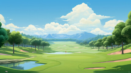 Illustration of a beautiful golf course