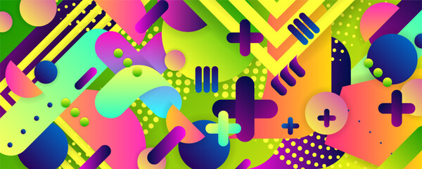 AI-Generated Art Memphis Style Bright color 3D design backgrounds template Airbrush surrealism summer juicy 60s, 70s, 80s background with geometric elements