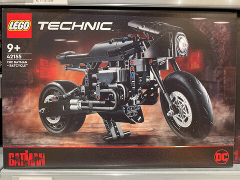 Nuremberg, Germany, July 08 2023: Lego technic seen at Nuremberg Digital Festival. The Lego Group began manufacturing the interlocking toy bricks in 1949..