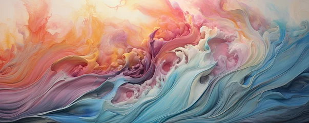  convergence of abstract waves and swirling currents, creating a mesmerizing and fluid abstract composition panorama © aicandy