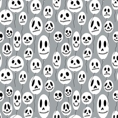 Halloween skulls seamless festive balloons pattern for wrapping paper and fabrics and linens and kids clothes print