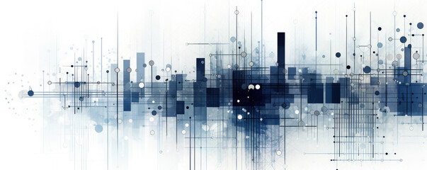 minimalistic abstract background with geometric shapes and data points, representing the intersection of design and technology panorama