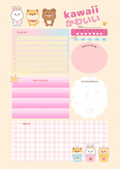 Cute kawaii planner digital planning insert sheet printable page template