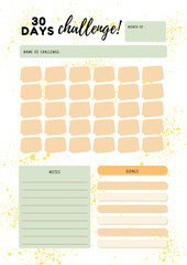 30 day challenge planner digital planning insert sheet printable page template
