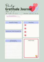 Gratitude journal digital planning insert sheet printable page template