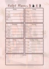 Outfit planner digital planning insert sheet printable page template