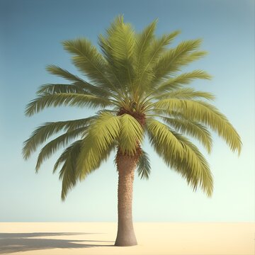 Palm tree picture in plain background creative photorealistic © شمس الدين DZ